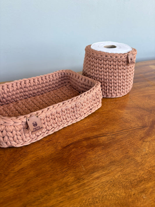 Kit banheiro- cachepô lencinho e papel higiênico