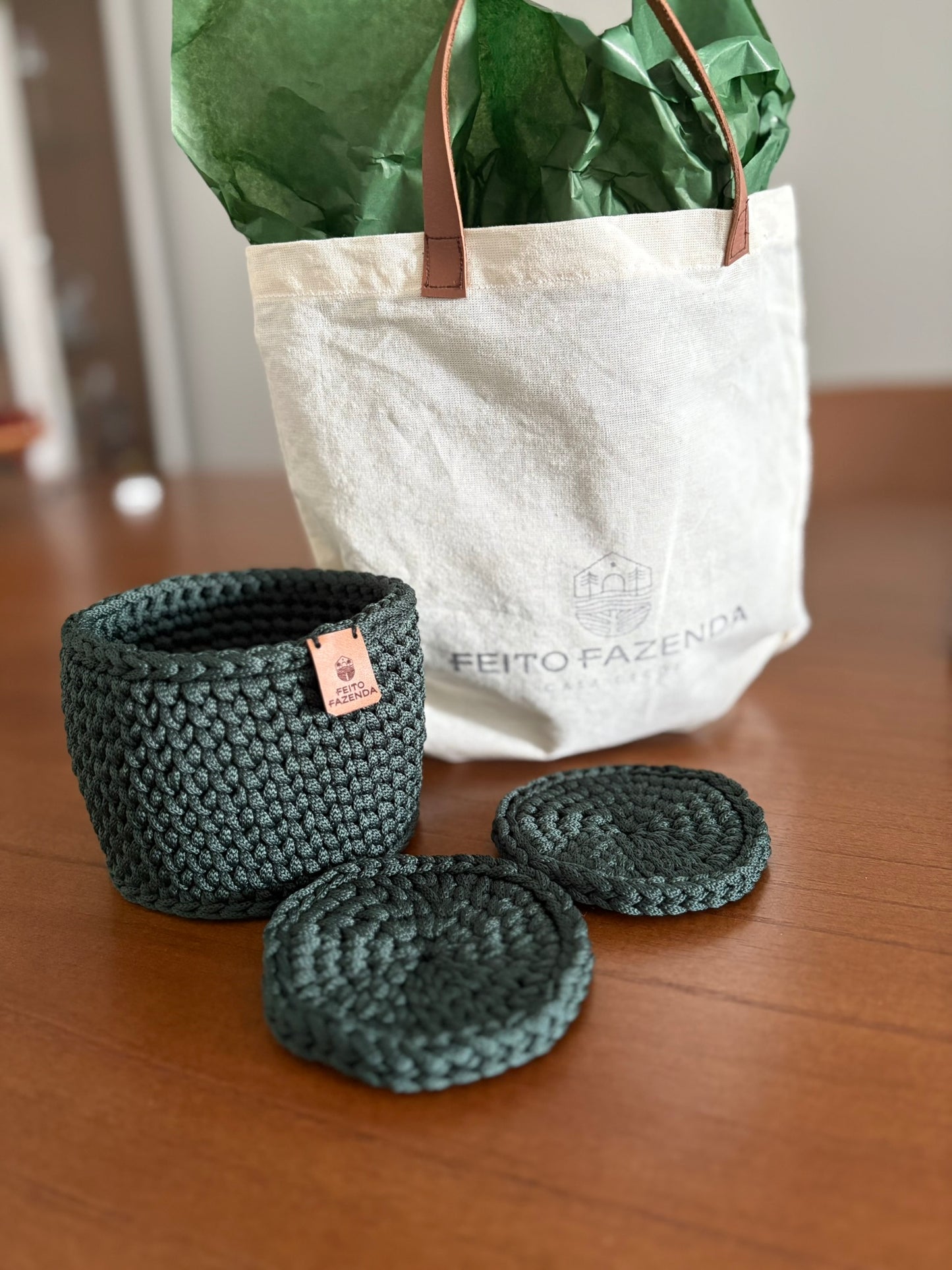 Cachepô com 6 porta copos fio náutico