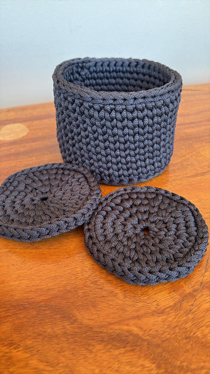 Cachepô com 6 porta copos fio náutico